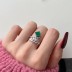 925 Sterling Silver Emerald Zirconia Leaf Ring 70200210