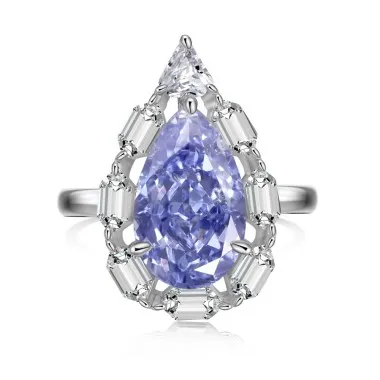 925 Sterling Silver Luxury Blue Zirconia Solitaire Ring 70200211