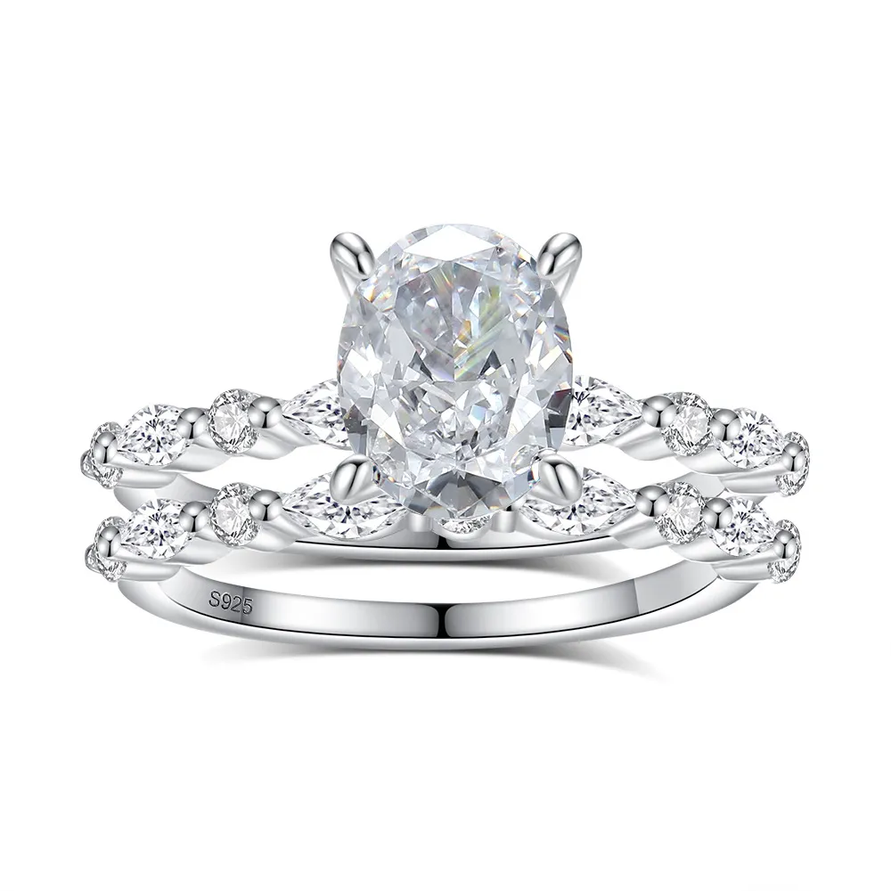 8A Zirconia Oval Solitaire Stack Ring Set 70200229