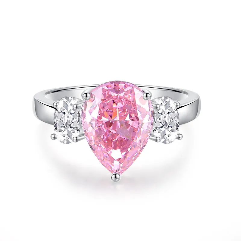 Pink Water Drop Zirconia Solitaire Ring 70200266