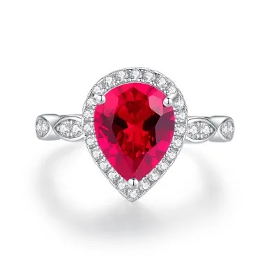 Spinel Zirconia Water Drop Solitaire Ring 70200270