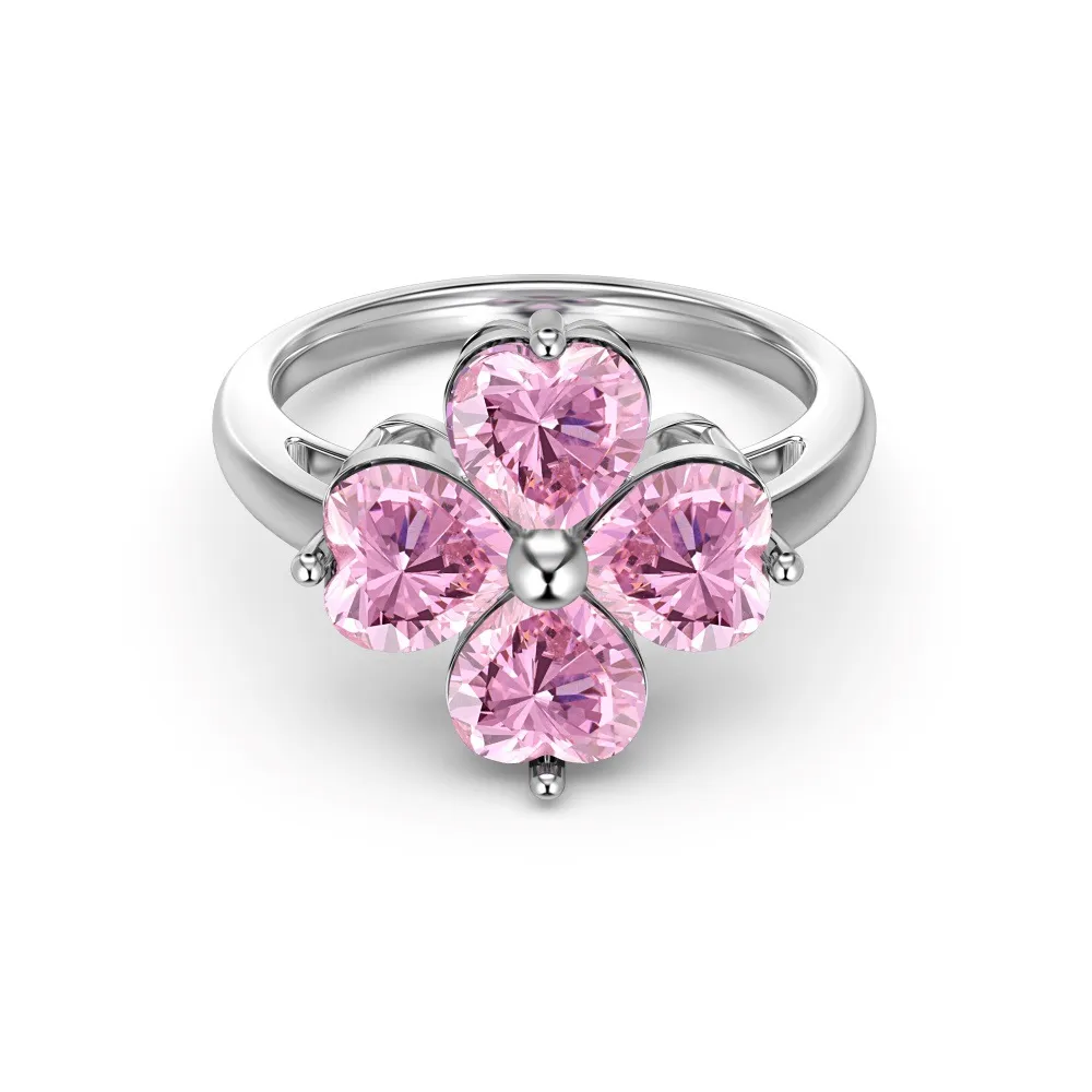 Zirconia Flower Heart Band Ring 70300074