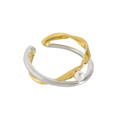 Stylish Twisted Lines Pearl Toe Ring 70400187