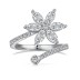 Horse Eye Flower Zirconia Open Ring 70400241