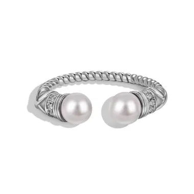 Fresh Water Pearl Zirconia Twist Open Ring 70400243