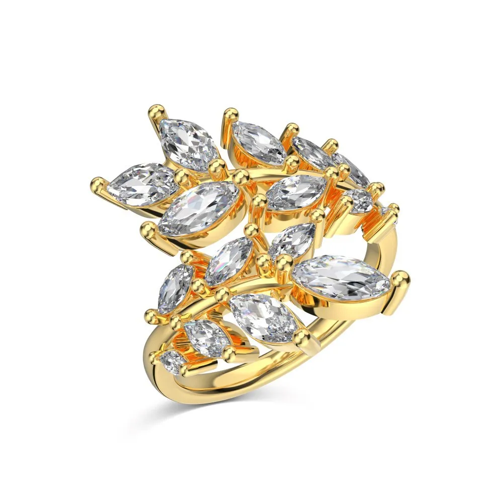 Horse Eye Leaves Zirconia Open Ring 70400247