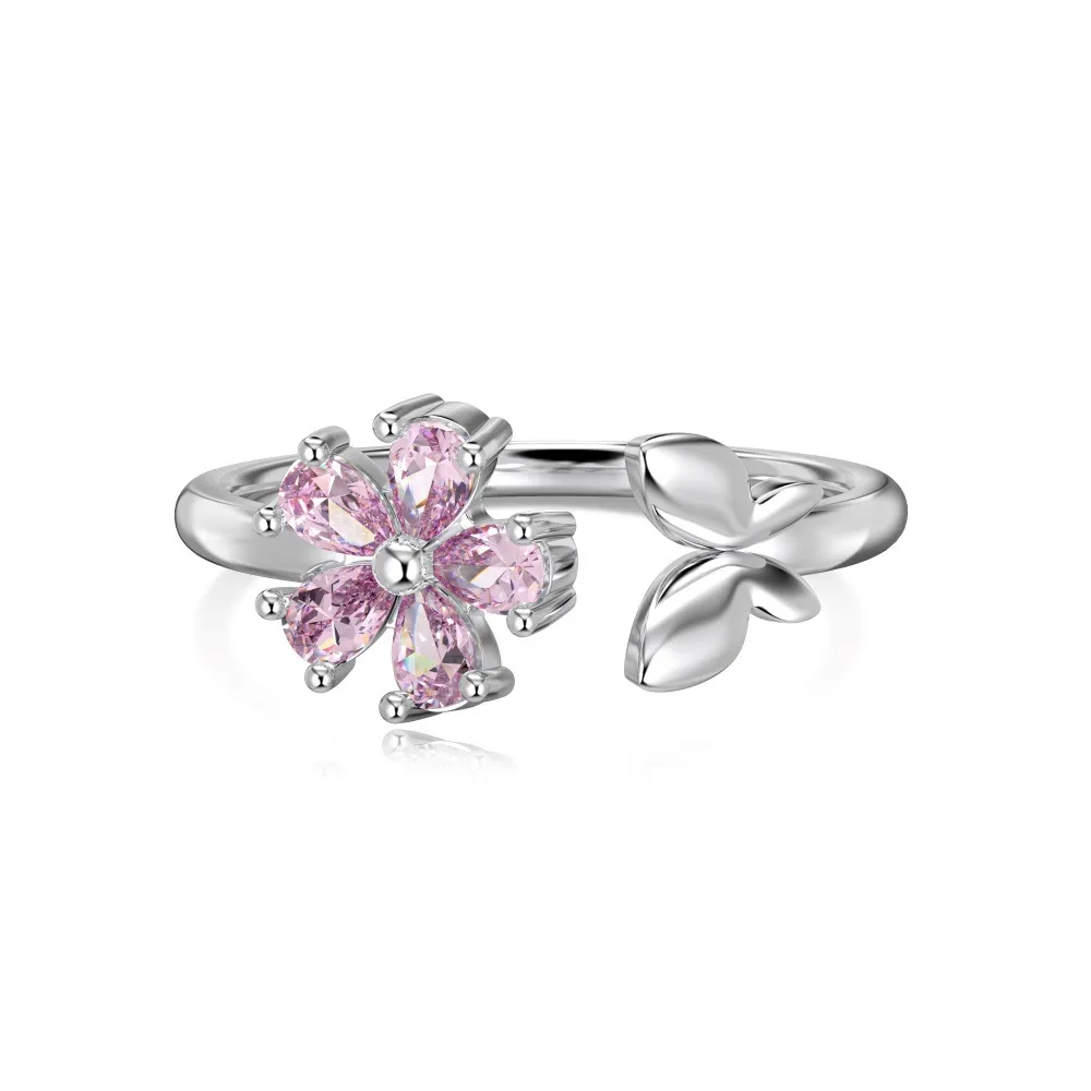 Leaves Flower Zirconia Open Ring 70400251