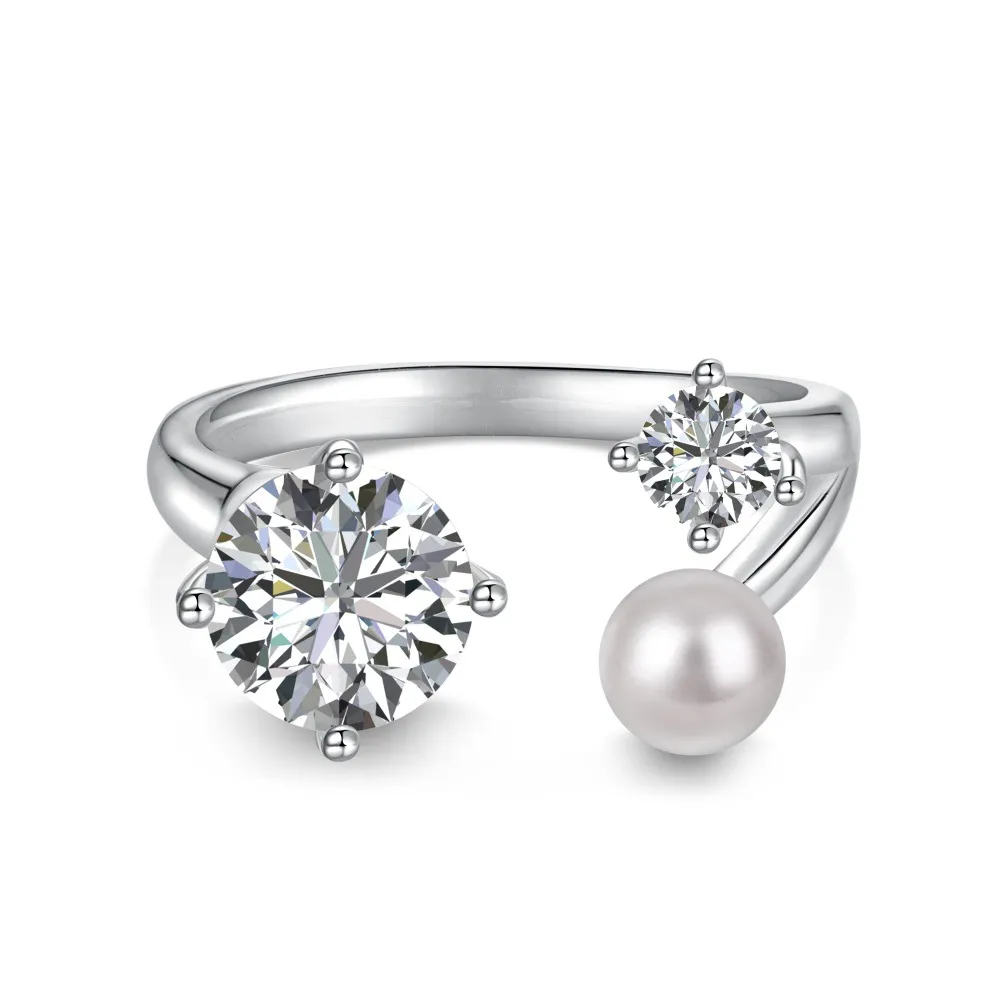 Fresh Water Pearls Zirconia Open Ring 70400254