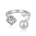 Fresh Water Pearls Zirconia Open Ring 70400254