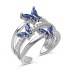 Silver Tone Butterfly Zirconia Open Ring 70400255