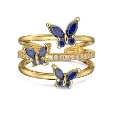 Gold Tone Butterfly Zirconia Open Ring 70400256