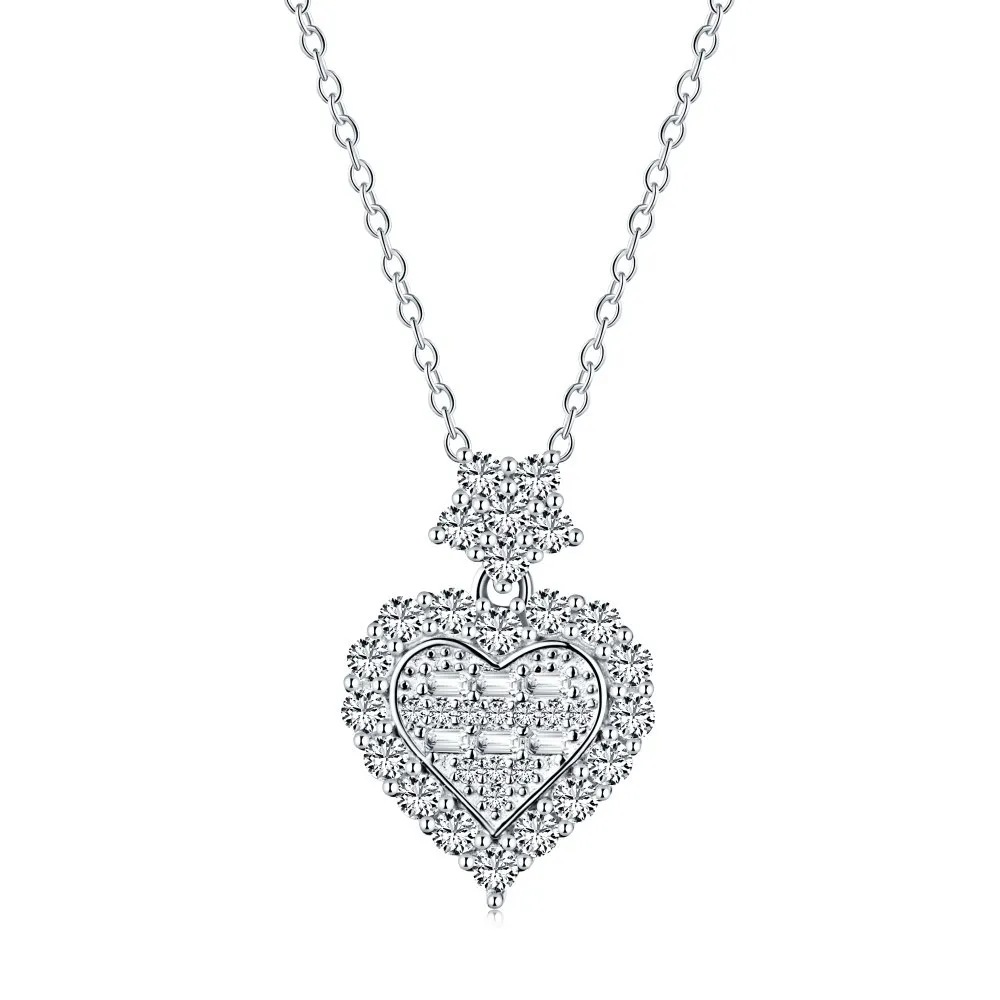 Sparkle Zirconia Heart Pendant Party Necklace 80200239