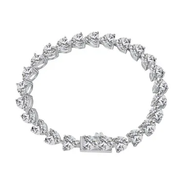 Sparkle Love Heart Zirconia Chain Bracelet 100100101