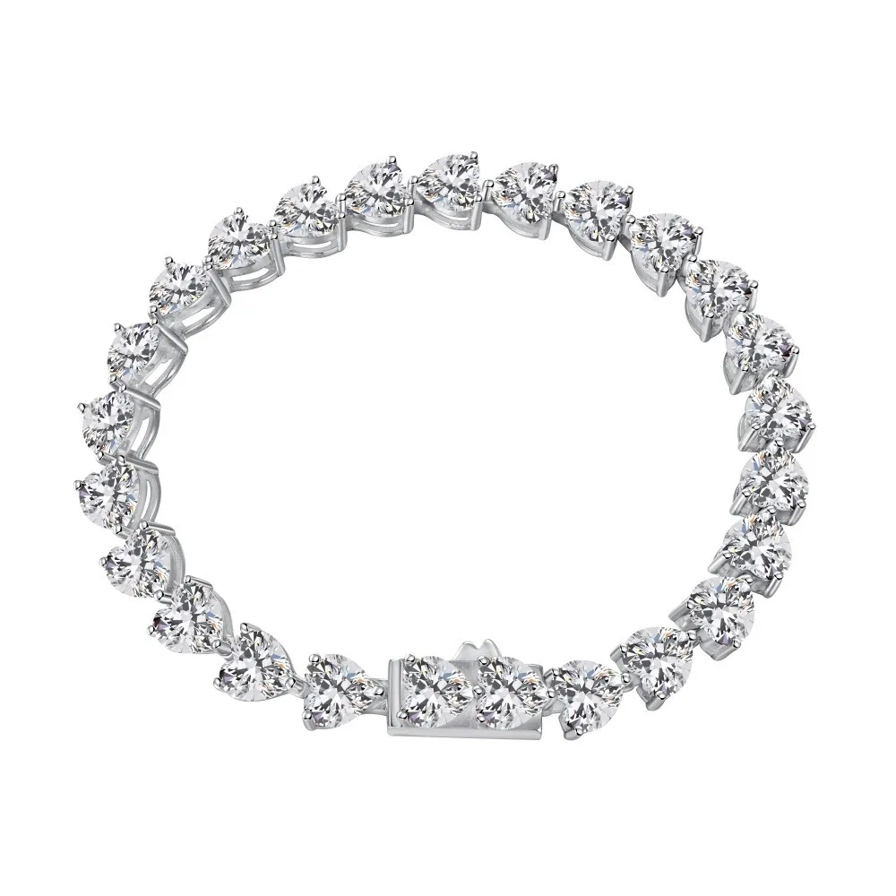 Sparkle Love Heart Zirconia Chain Bracelet 100100101