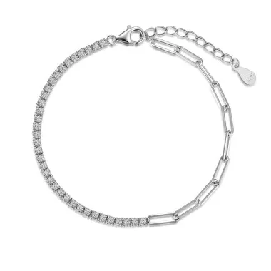 Linked Clips Zirconia Chain Bracelet 100100111