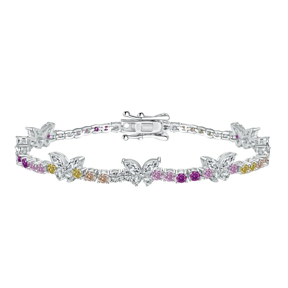 Luxury Colorful Tennis Zirconia Butterfly Bracelet 100100113