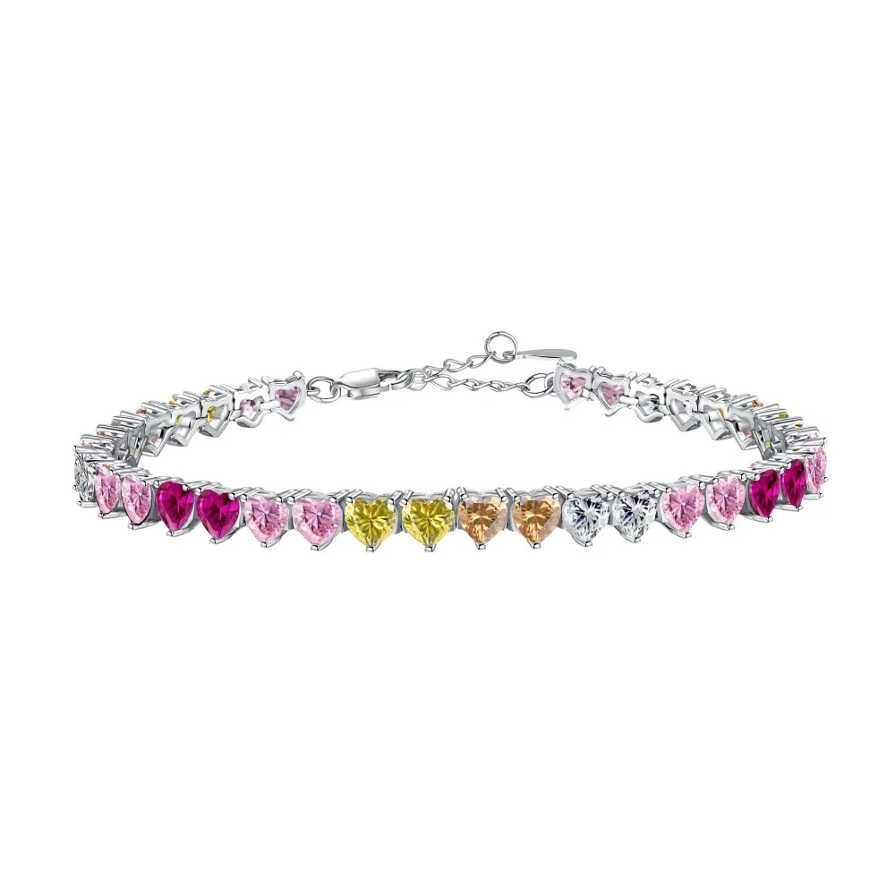 Rainbow Heart Tennis Zirconia Bracelet 100100118