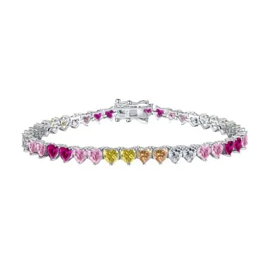 Rainbow Heart Tennis Zirconia Bracelet 100100120