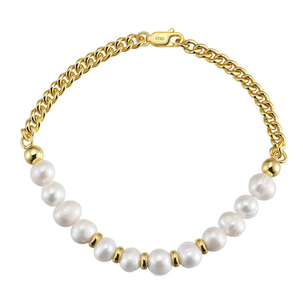 Cuban Chain Natural Pearl Beads Bracelet 100100125