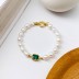 Vintage Emerald Zirconia Baroque Pearl Bracelet 100100134