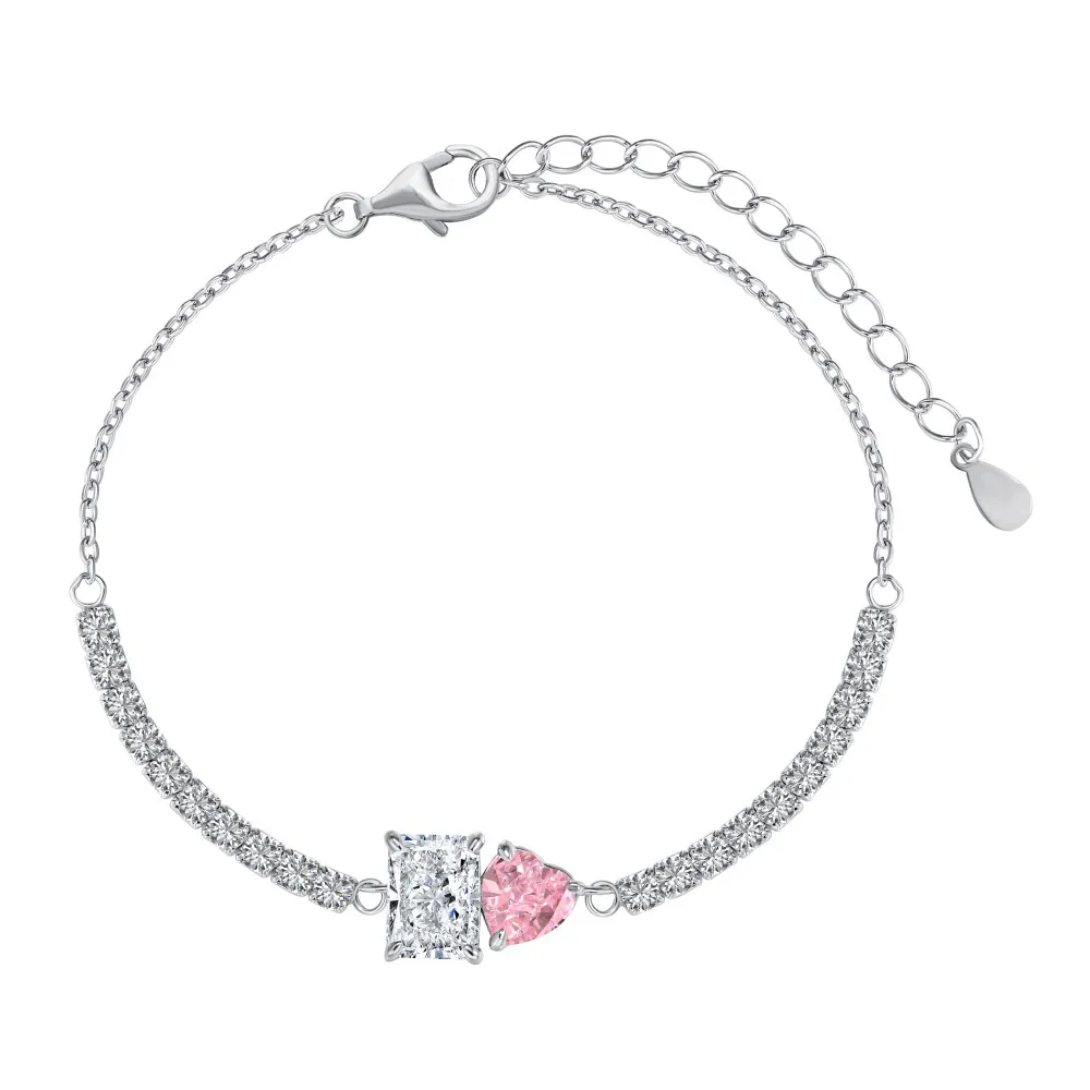 8A Heart Zirconia Tennis Chain Bracelet 100100139