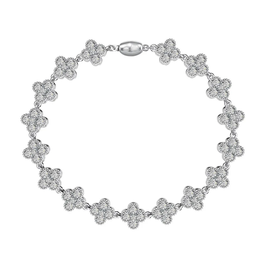 Sparkle Flower Zirconia Chain Bracelet 100100152