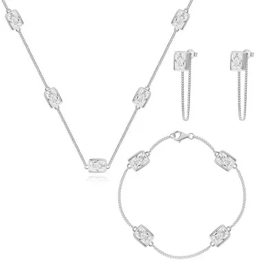 925 Sterling Silver Link Zirconia Jewelry Sets 140400001